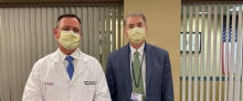 Caption: Master Surgeon Lecture Presenter Dr. David Bartlett and Department Chair Dr. Timothy Billiar at our first virtual Grand Rounds lecture